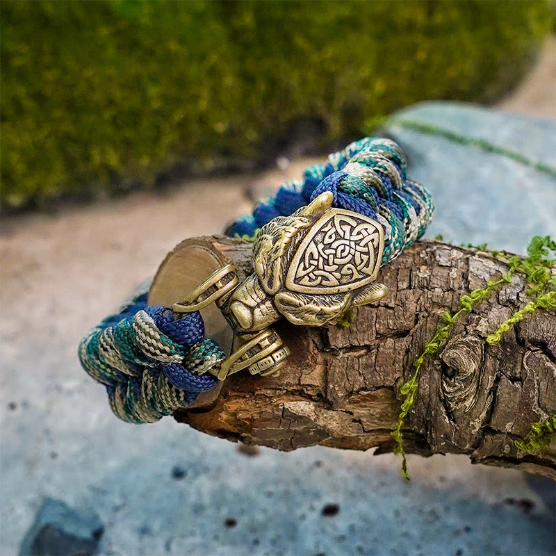 Viking Leopard Shield Paracord Braided Bracelet