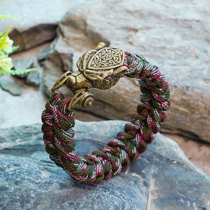 Viking Leopard Shield Paracord Braided Bracelet
