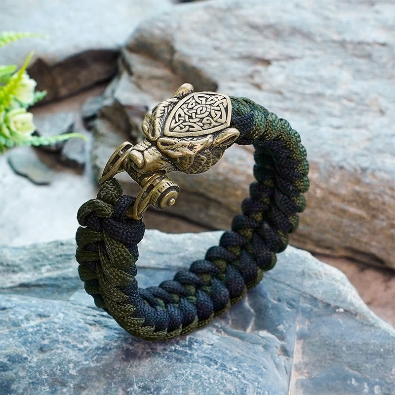 Viking Leopard Shield Paracord Braided Bracelet