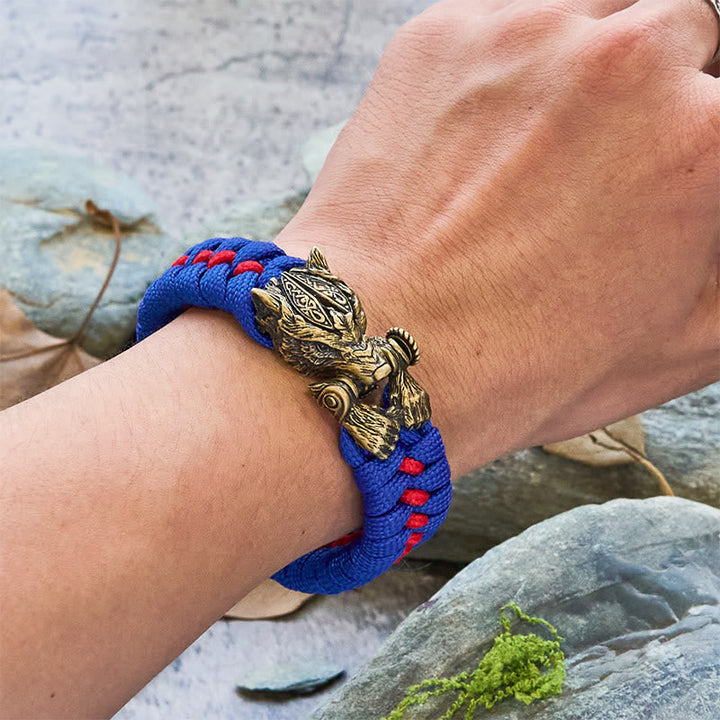 Viking Warrior Wolf Paracord Braided Bracelet