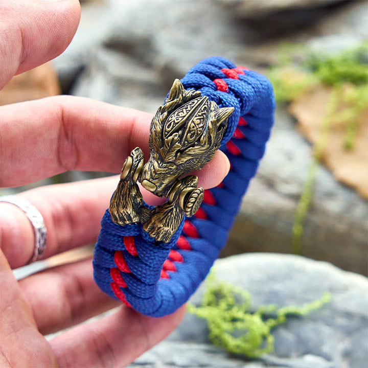 Viking Warrior Wolf Paracord Braided Bracelet