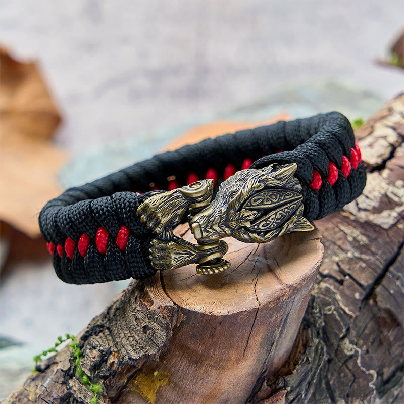 Viking Warrior Wolf Paracord Braided Bracelet