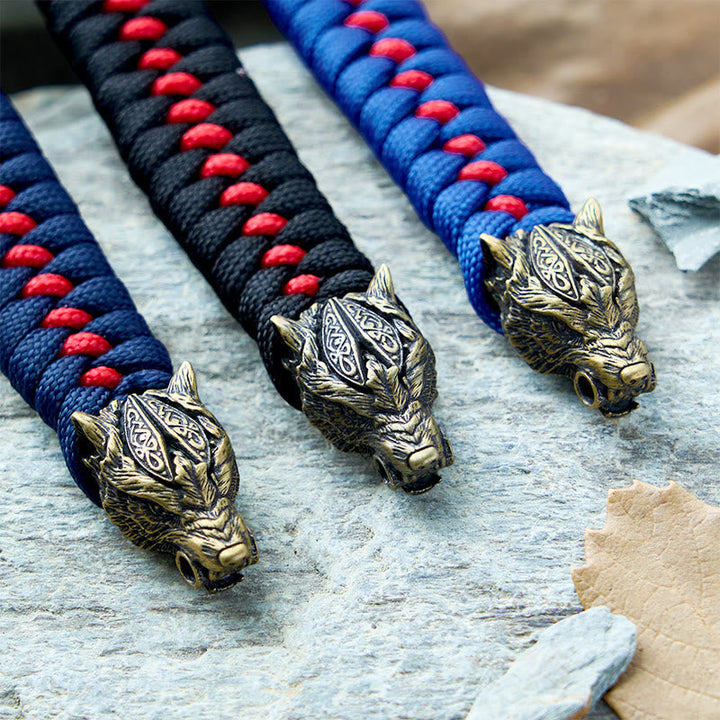 Viking Warrior Wolf Paracord Braided Bracelet