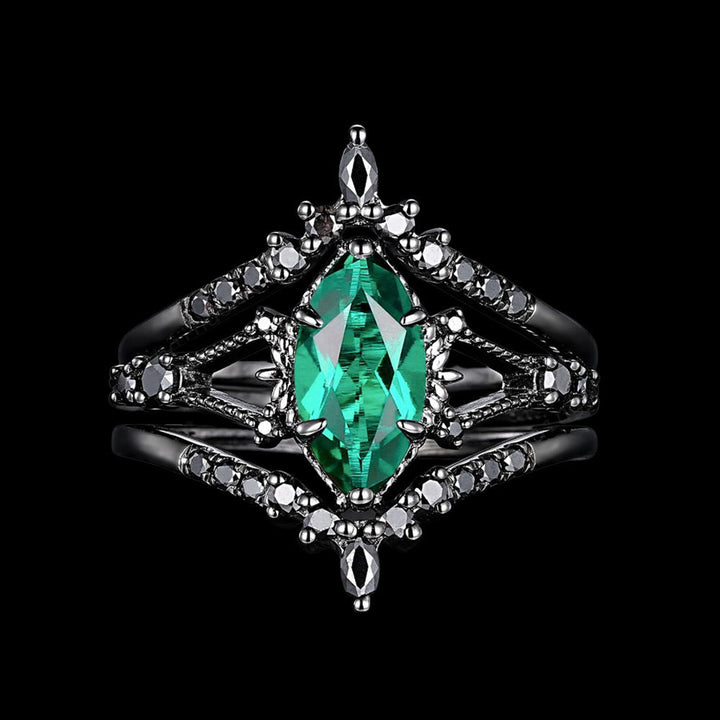 Mystic Emerald Crown 3-Piece Ring Set