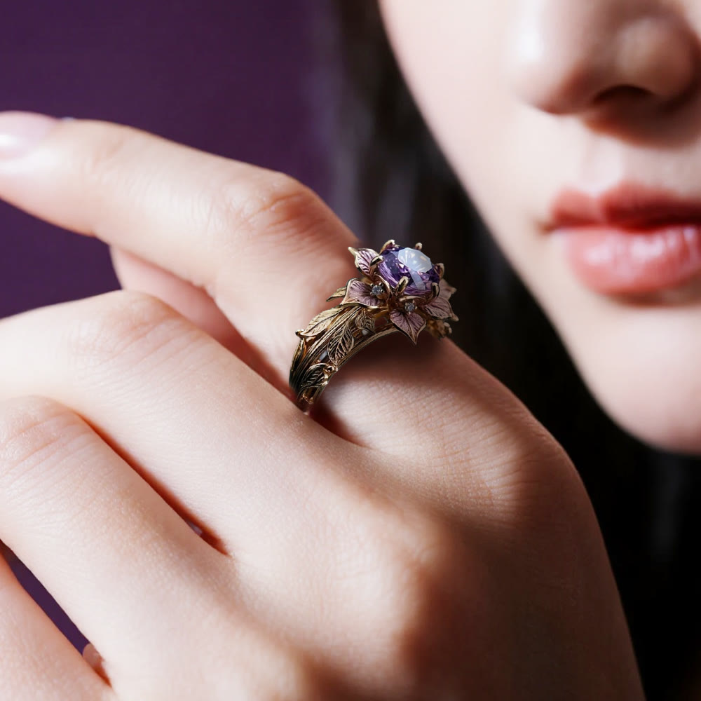 Twilight Bloom Amethyst Dual Tone Ring