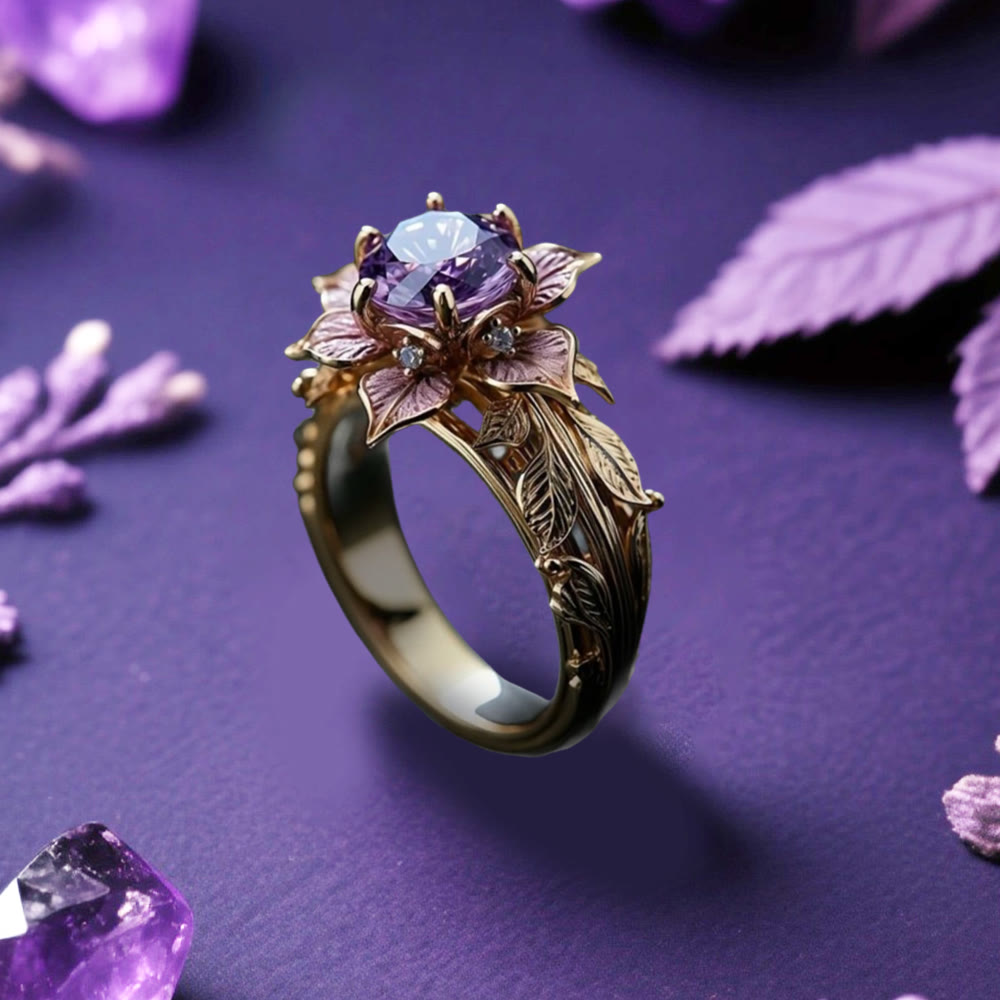 Twilight Bloom Amethyst Dual Tone Ring