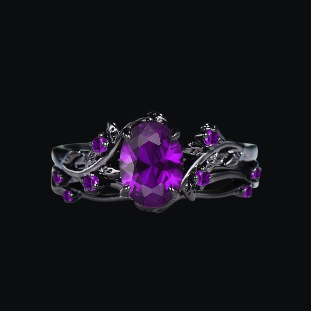 Midnight Amethyst Norse Vine Ring