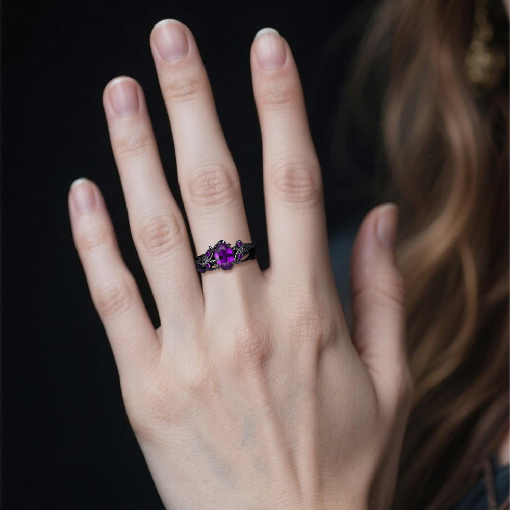 Midnight Amethyst Norse Vine Ring