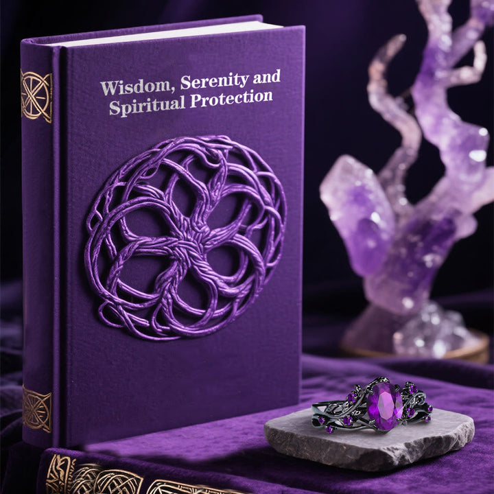 Midnight Amethyst Norse Vine Ring