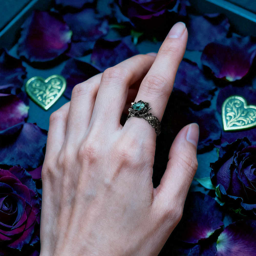 Black Rose Blossom Ring