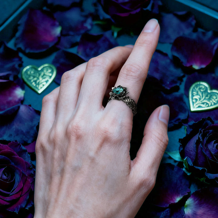 Black Rose Blossom Ring