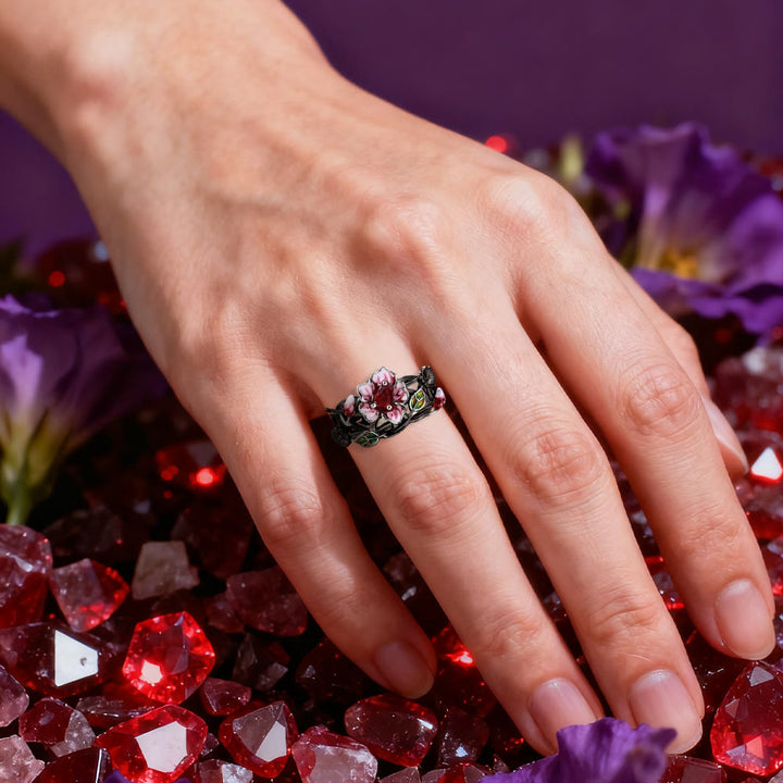 Mystic Tree Blossom Ruby Ring
