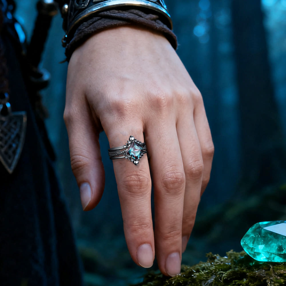 Mystic Alexandrite Star Ring Set