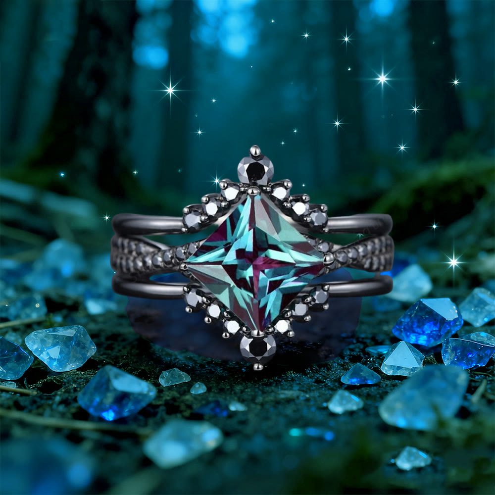Mystic Alexandrite Star Ring Set