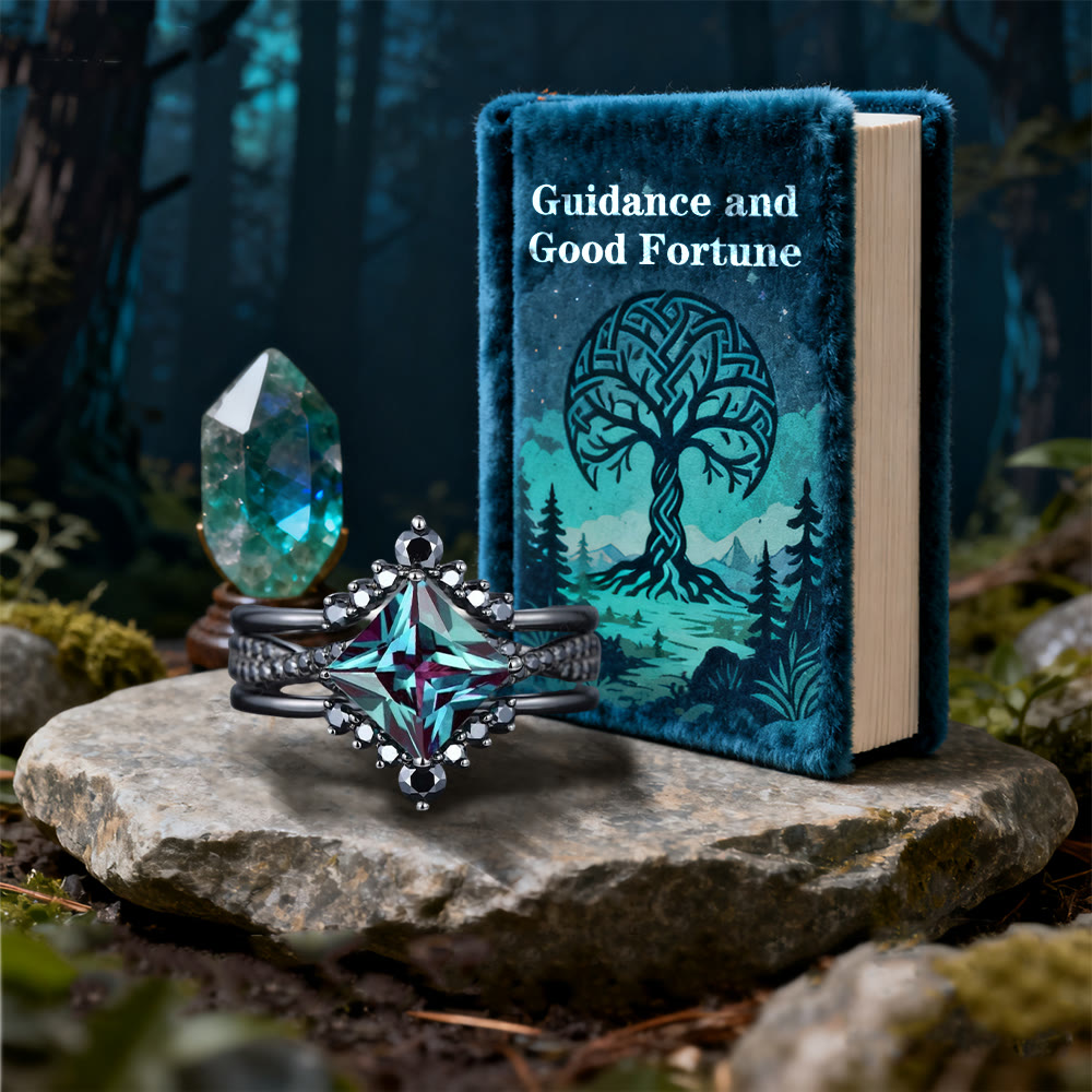 Mystic Alexandrite Star Ring Set