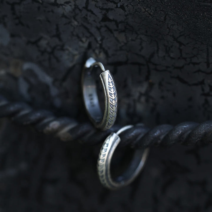 925 Sterling Silver Gothic Engraved Silver Earrings