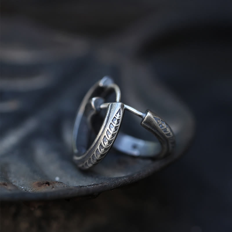 925 Sterling Silver Gothic Engraved Silver Earrings