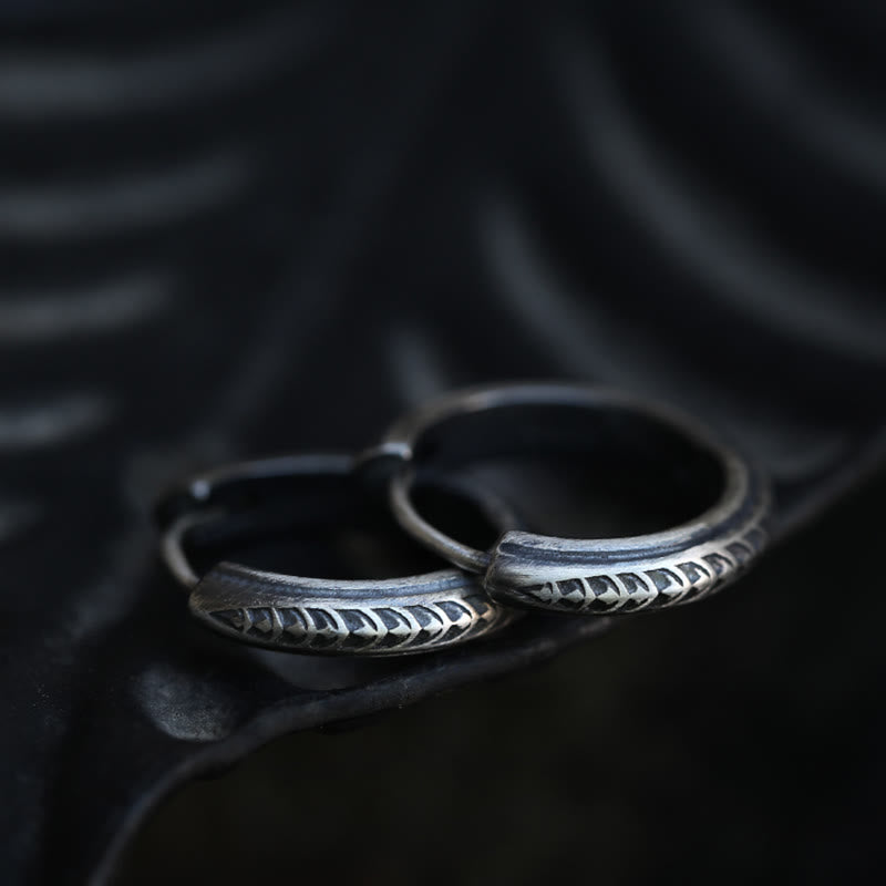 925 Sterling Silver Gothic Engraved Silver Earrings