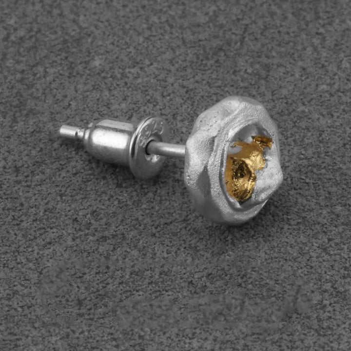 Handcrafted 999 Silver Handmade Gold Mountain Earrings