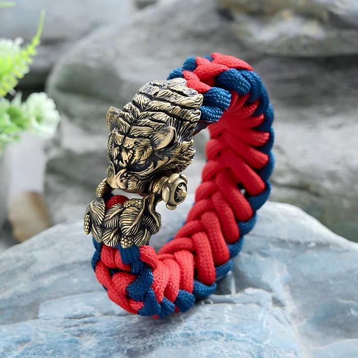 Viking Tiger Head Paracord Braided Bracelet
