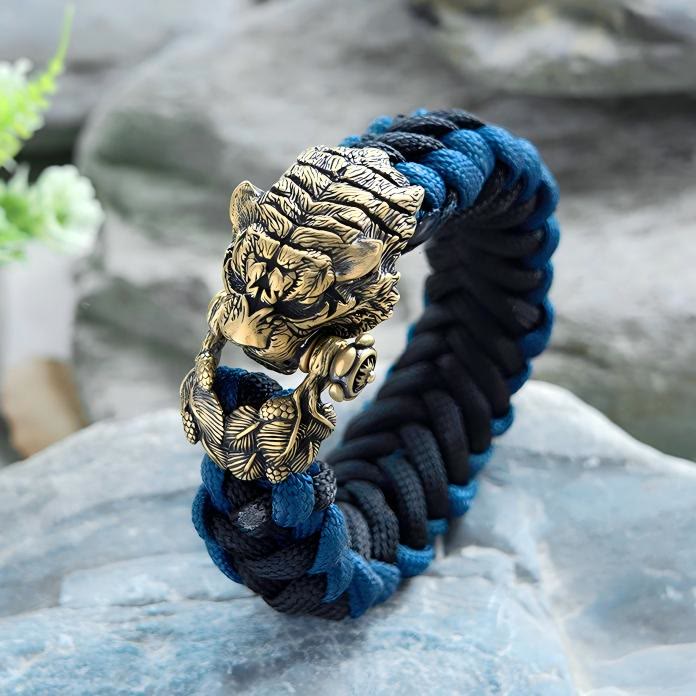 Viking Tiger Head Paracord Braided Bracelet