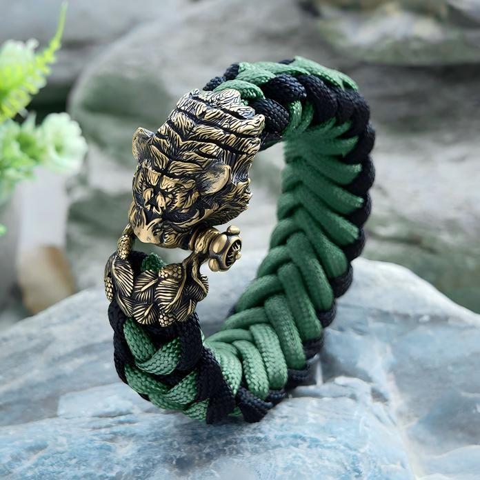 Viking Tiger Head Paracord Braided Bracelet