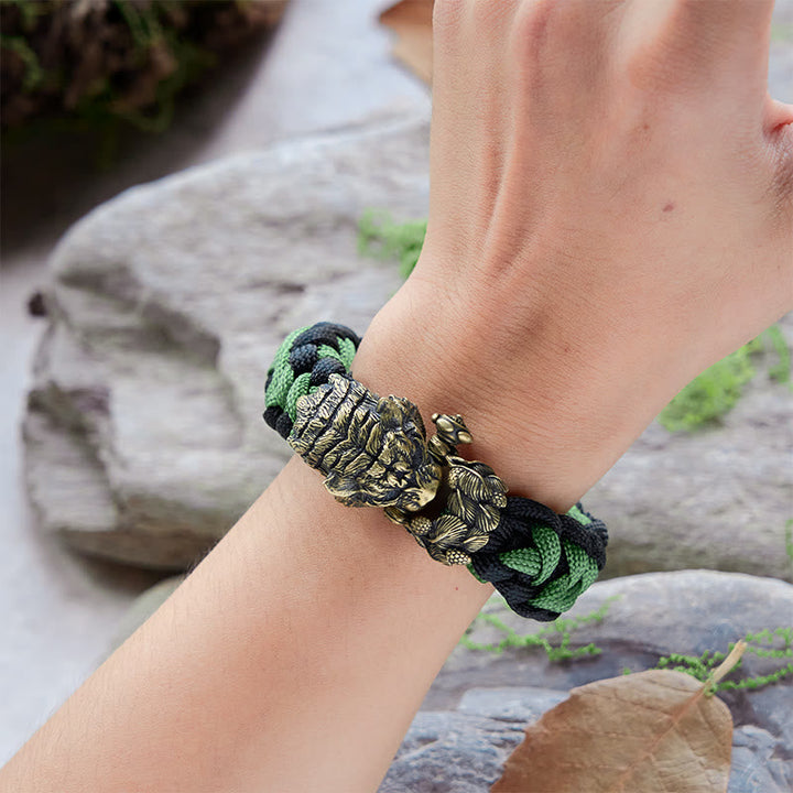 Viking Tiger Head Paracord Braided Bracelet