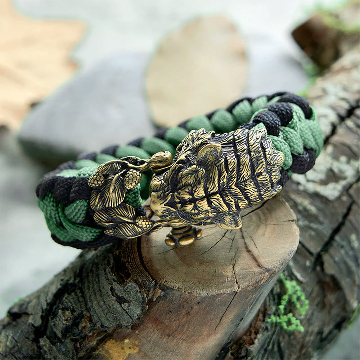 Viking Tiger Head Paracord Braided Bracelet