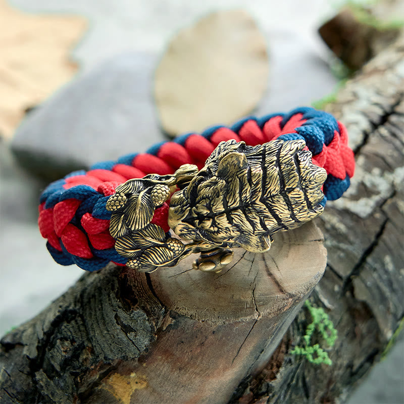 Viking Tiger Head Paracord Braided Bracelet