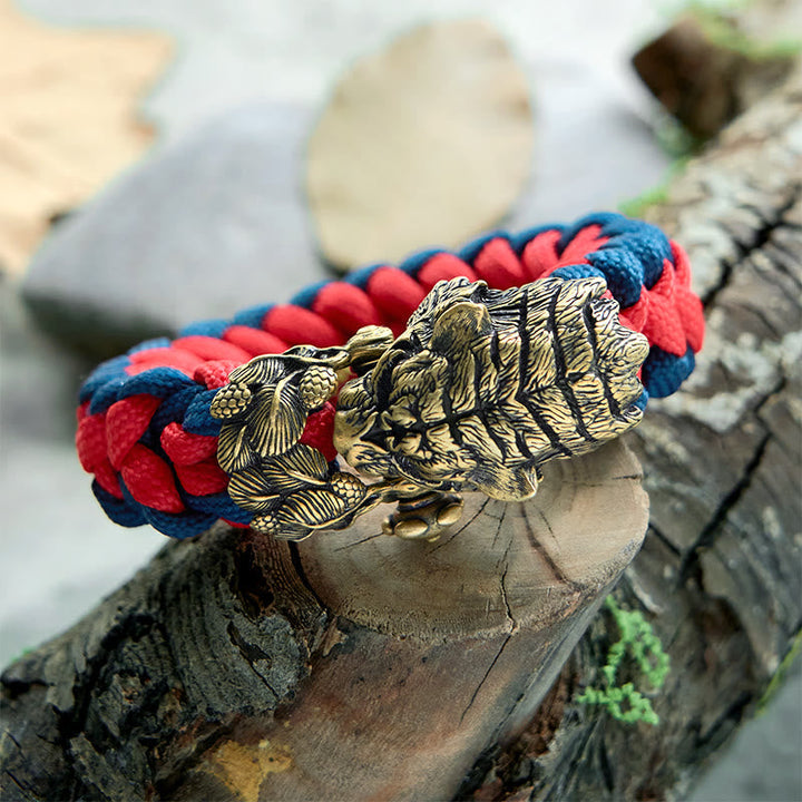 Viking Tiger Head Paracord Braided Bracelet