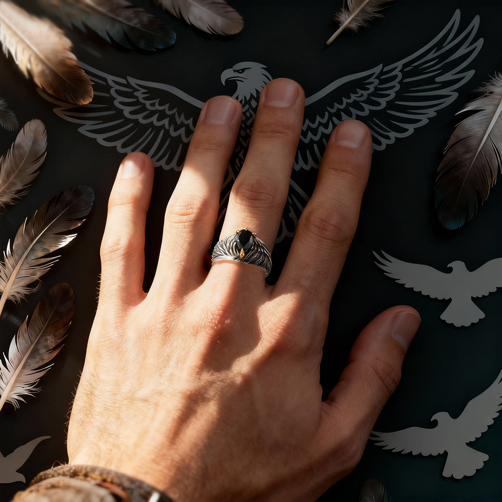 Vintage Feather Flying Eagle Wings Ring
