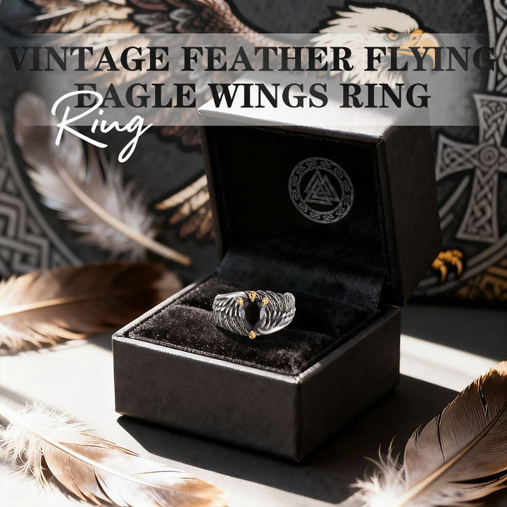 Vintage Feather Flying Eagle Wings Ring