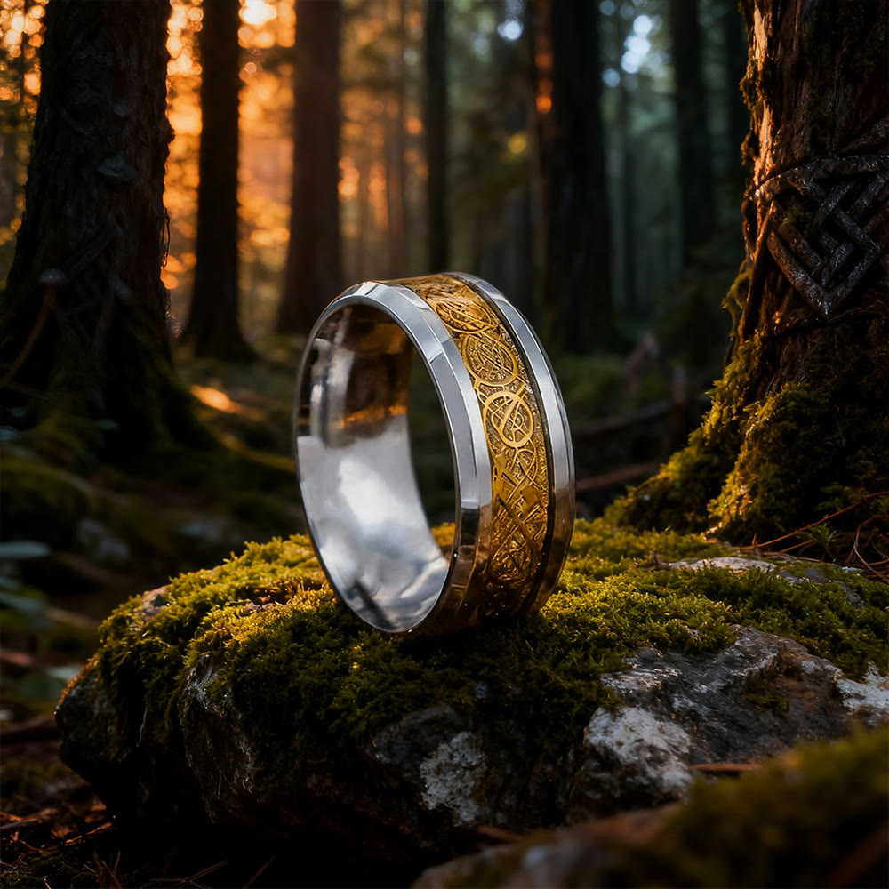 Tungsten Carbide Celtic with Dragon Ring