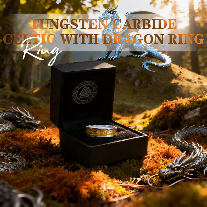 Tungsten Carbide Celtic with Dragon Ring