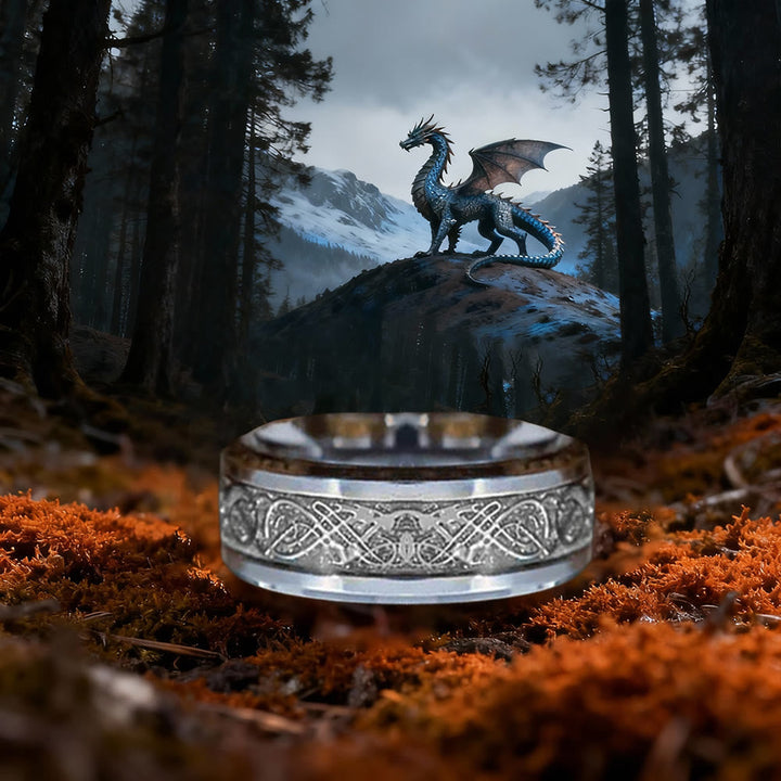 Tungsten Carbide Celtic with Dragon Ring