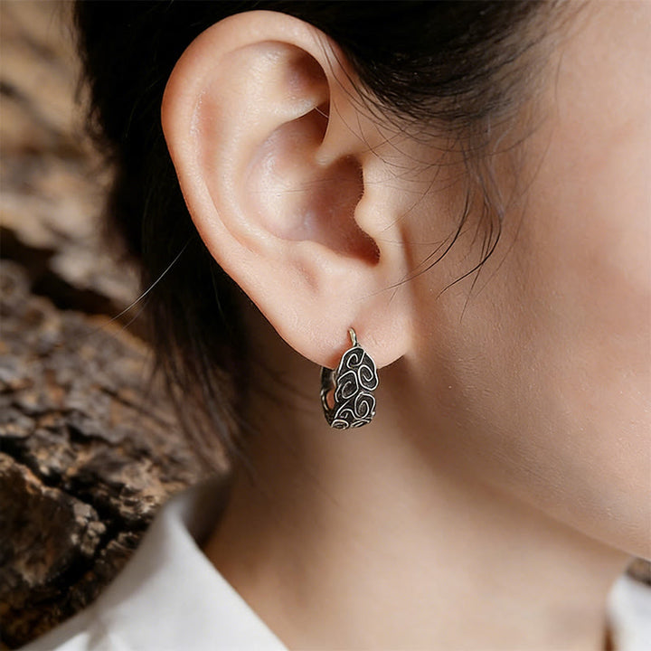 Carved Cloud Texture Vintage Style Earrings