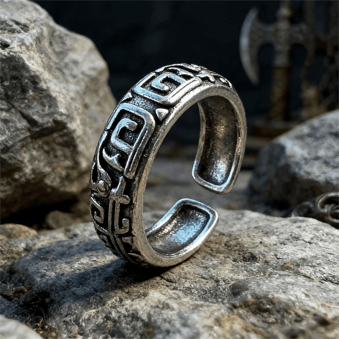 Intricate Rune Labyrinth Interlock Ring
