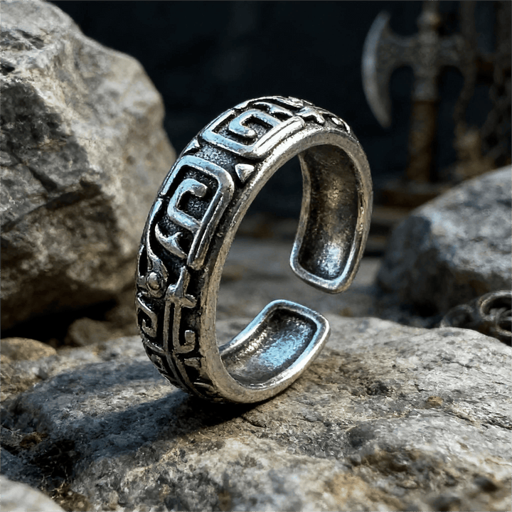 Intricate Rune Labyrinth Interlock Ring