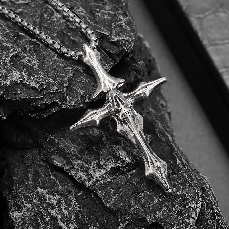 Spiked Skull Cross Necklace