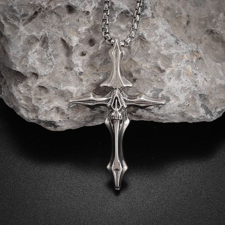 Spiked Skull Cross Necklace