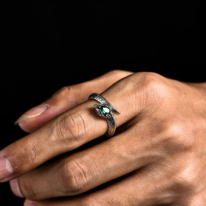 Serpent Scale Forest Stone Weave Ring