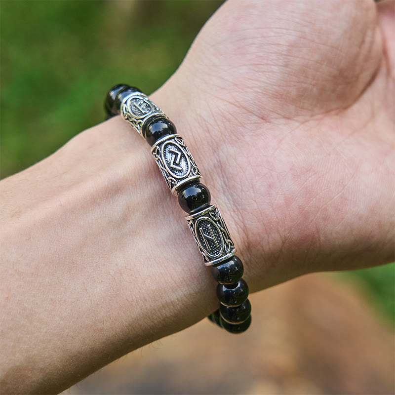 Viking Rune Variegated Crystal Beaded Bracelet