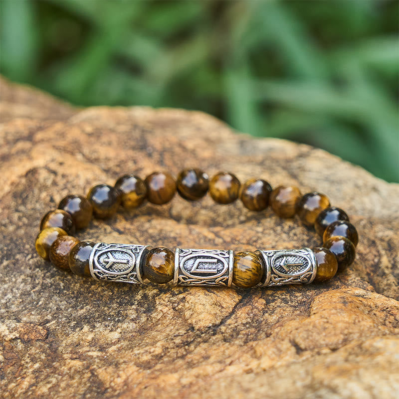 Viking Rune Variegated Crystal Beaded Bracelet