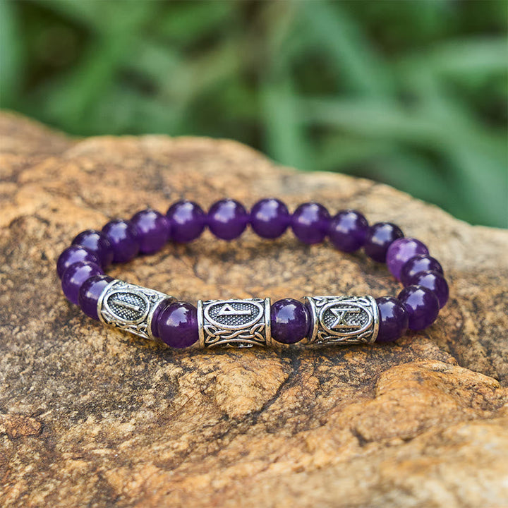 Viking Rune Variegated Crystal Beaded Bracelet