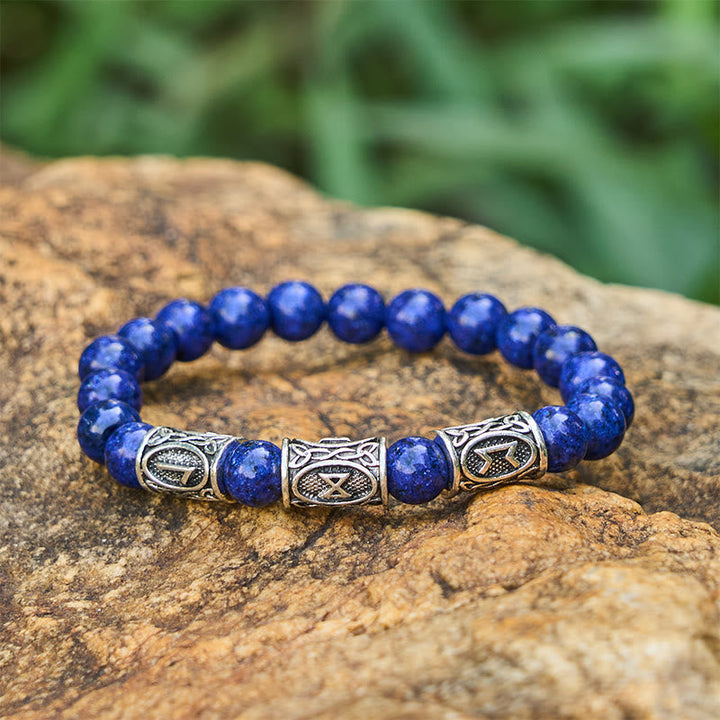 Viking Rune Variegated Crystal Beaded Bracelet
