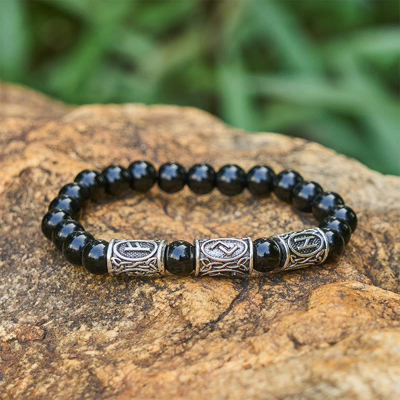 Viking Rune Variegated Crystal Beaded Bracelet