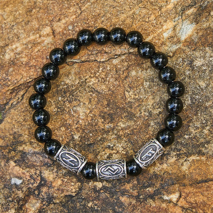 Viking Rune Variegated Crystal Beaded Bracelet