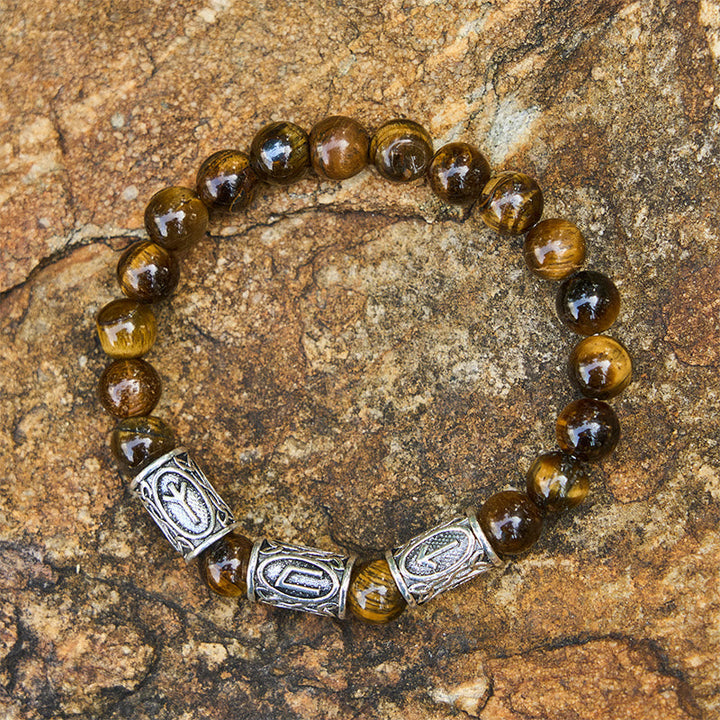 Viking Rune Variegated Crystal Beaded Bracelet