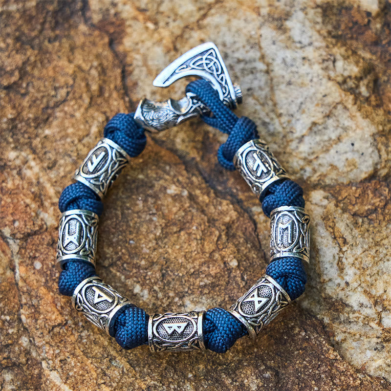 Viking Axe Rune Intertwine Braided Bracelet