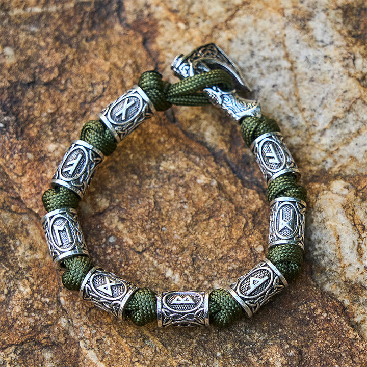 Viking Axe Rune Intertwine Braided Bracelet